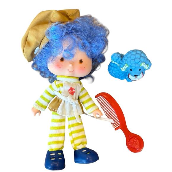 Strawberry Shortcake Crepe Suzette Doll & Pet Poodle Eclair & Comb Vintage 1980s - Picture 4 of 8